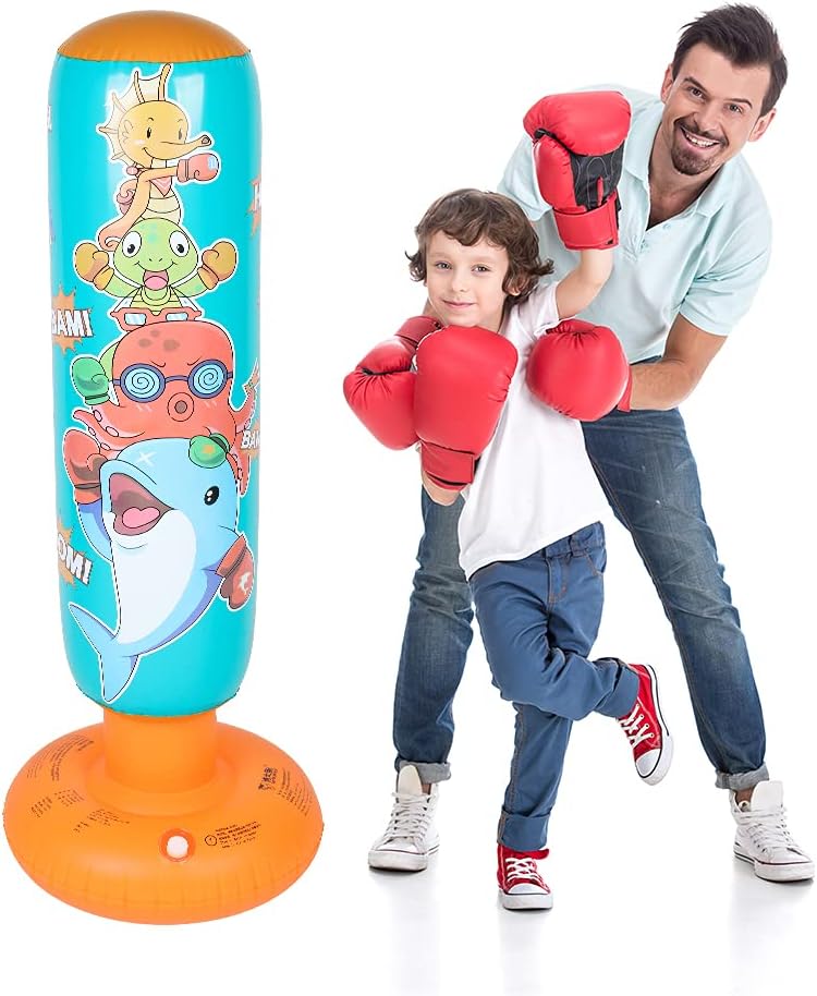 DJAM Inflatable Punching Bag for Kids, Free Standing Kids Boxing Bag to Exercise and Stress Relief in Children, Gifts for Girl 3-12 48 in : Sports & Outdoors