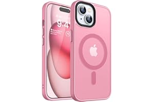 CANSHN Magnetic Case for iPhone 15 Case [Compatible with MagSafe & MIL-Grade Drop Tested] Slim Translucent Matte Cover, Anti-Scratch Shockproof Phone Case for iPhone 15 6.1 Inch, Pinkish