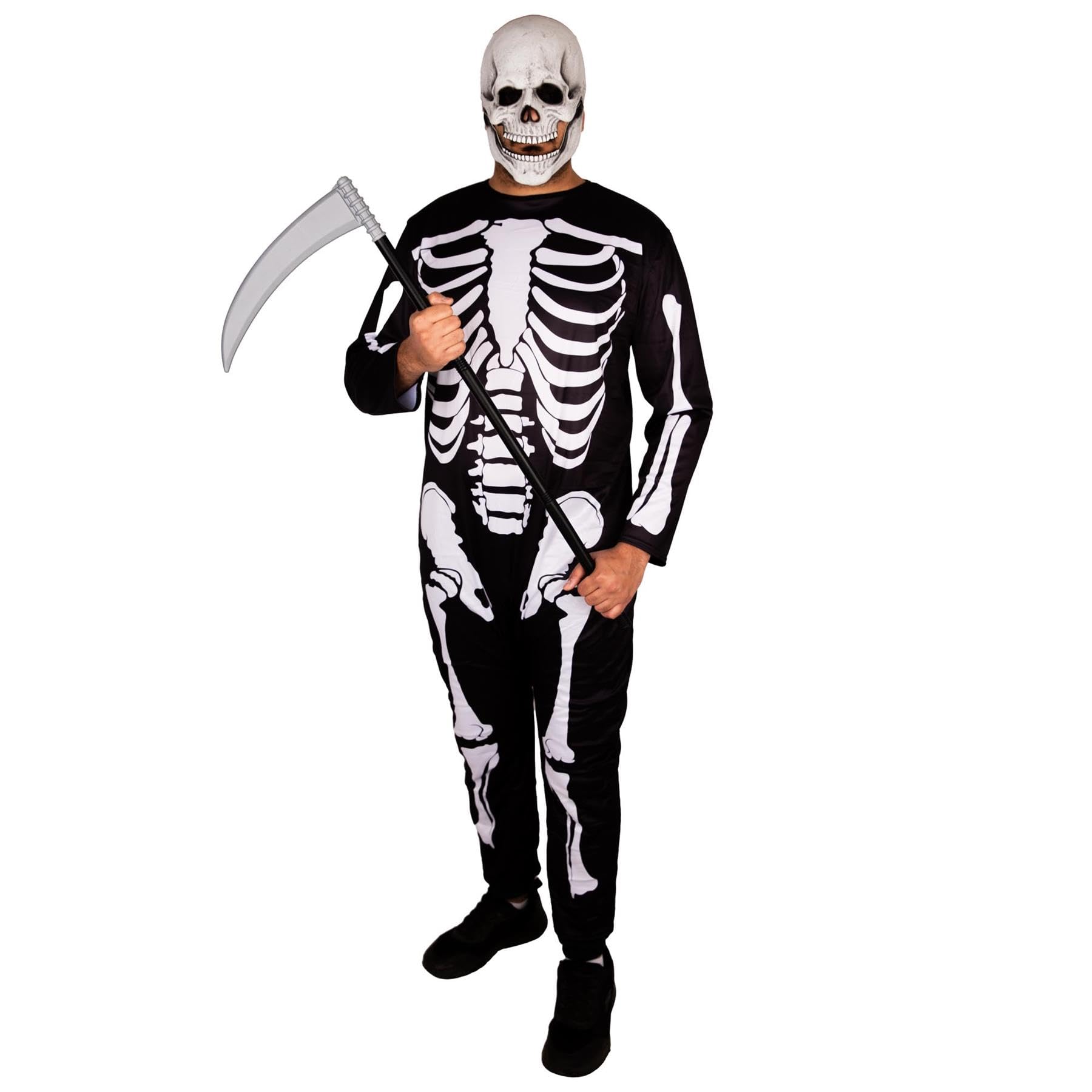 Adult Skeleton Halloween Costume Jumpsuit Cosplay Fancy Dress Party Outfit for Stag Carnival Parties
