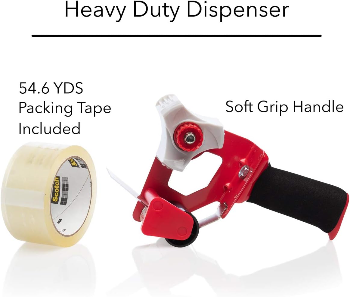 Scotch Brand (3 Pack) 2 Inch Packing Tape Dispenser Gun Packaging Tape with Dispenser Heavy Duty Shipping Tape Gun : Office Products