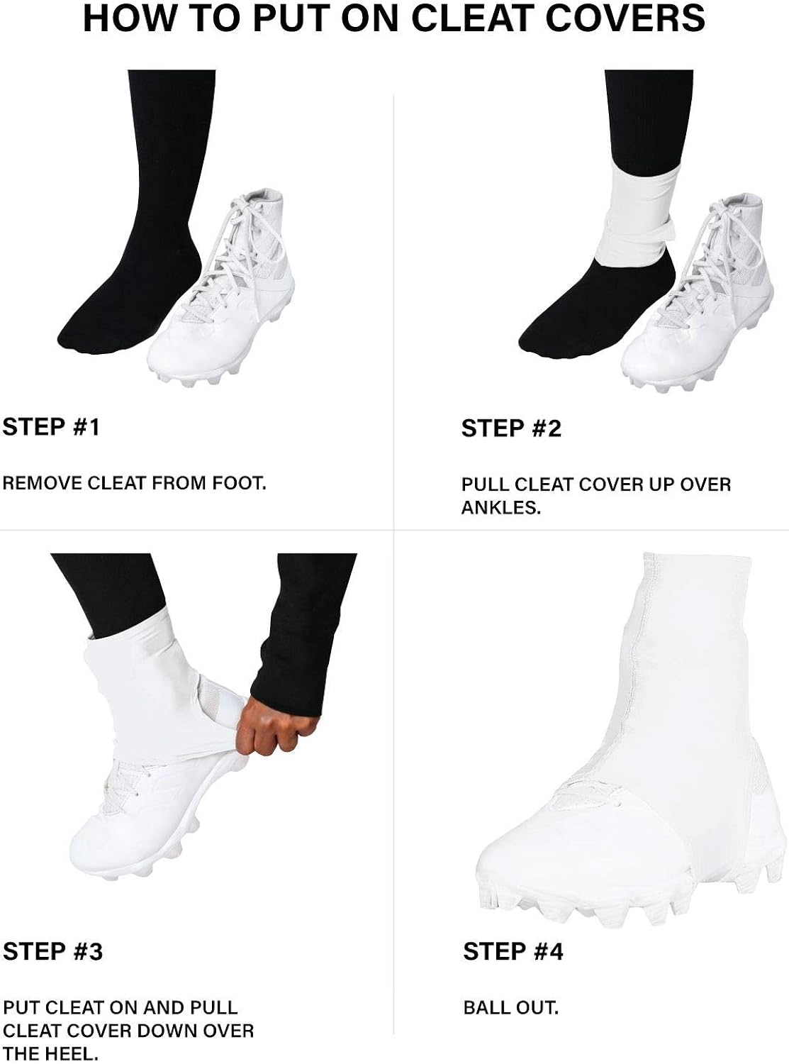 EliteTek Spats Cleat Covers for Football Soccer- Keeps Cleats Tied and Turf Pellets Out!: Clothing