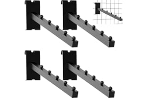 Tcevily 4 Pack Gridwall Waterfall Faceout with 5 Balls 12 Inch Gridwall Clothes Hanger Gridwall Waterfall Faceout Hooks Rectangular Tube Display for Wire Grid and Grid Wall (4, Black)