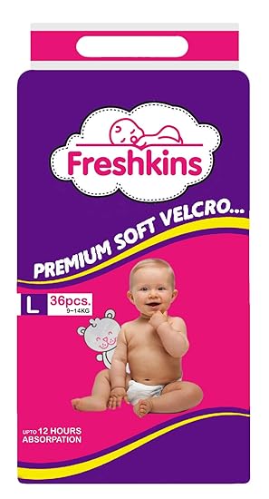 Freshkins Taped Diaper (Large, 36 Unit, White)