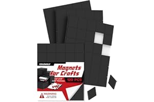 Colemoly Magnet Squares Self Adhesive, Magnetic with Adhesive Backing, Peel and Stick for Kitchen, School, Office, Classroom, 120 PCS (0.8’’ x 0.8’’ x 0.08’’)