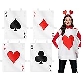 Skicuff 4 Sets Halloween Poker Vests Playing Card Costume Set with Hook and Loop for Trick or Treat Casino Party