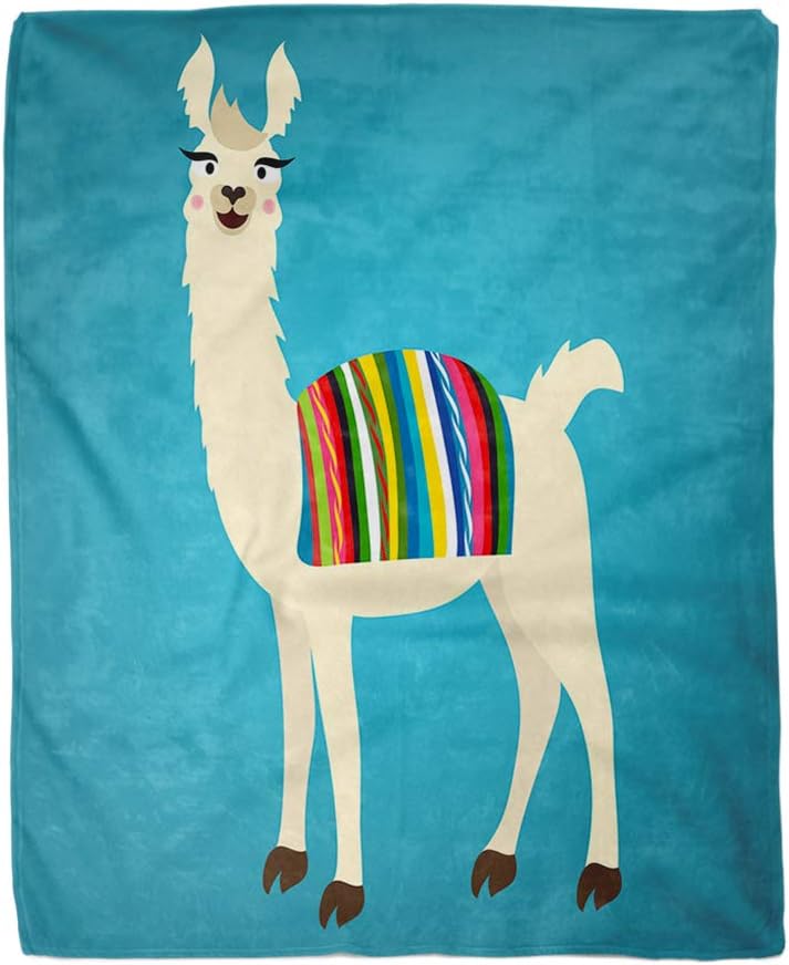 rouihot 50x60 Inches Throw Blanket Colorful of Cute Llama Peru Bolivian Cape on Back Warm Cozy Print Flannel Home Decor Comfortable Blanket for Couch Sofa Bed