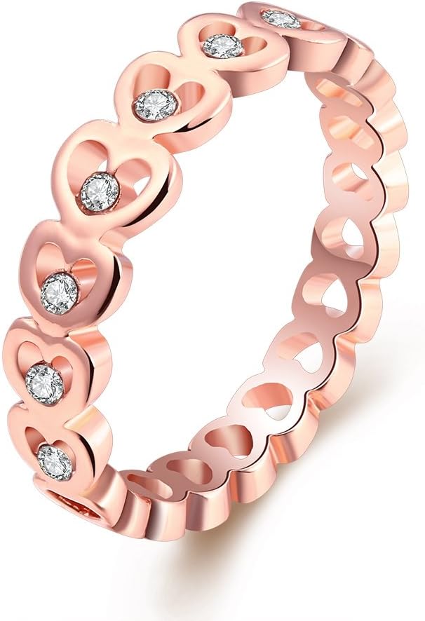 YEAHJOY Women's Volly Heart-shaped Inlay Crystal Linked Statement Rings