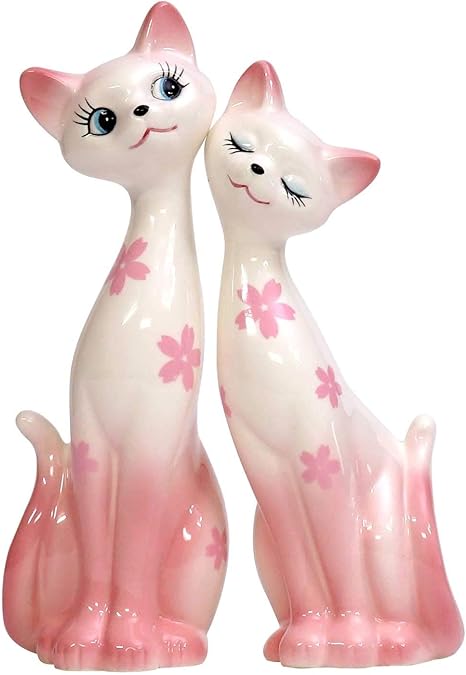 Amazon マルヒ肥田陶器 幸福猫 ペア 桜さくら I 1 置物 オブジェ オンライン通販