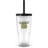 Tervis Star Wars - Mandalorian - Grogu Made in USA Double Walled Insulated Tumbler Travel Cup Keeps Drinks Cold & Hot, 24oz with Straw Lid, Classic