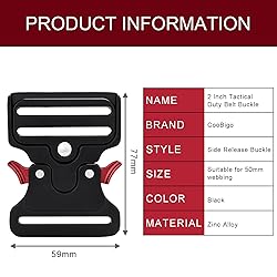 CooBigo 2" Metal Tactical Buckle Tactical Duty Belt