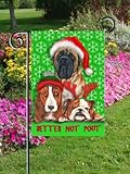 Better Not Pout - Garden Size 12 Inch X 18 Inch Decorative Flag - Christmas Dogs