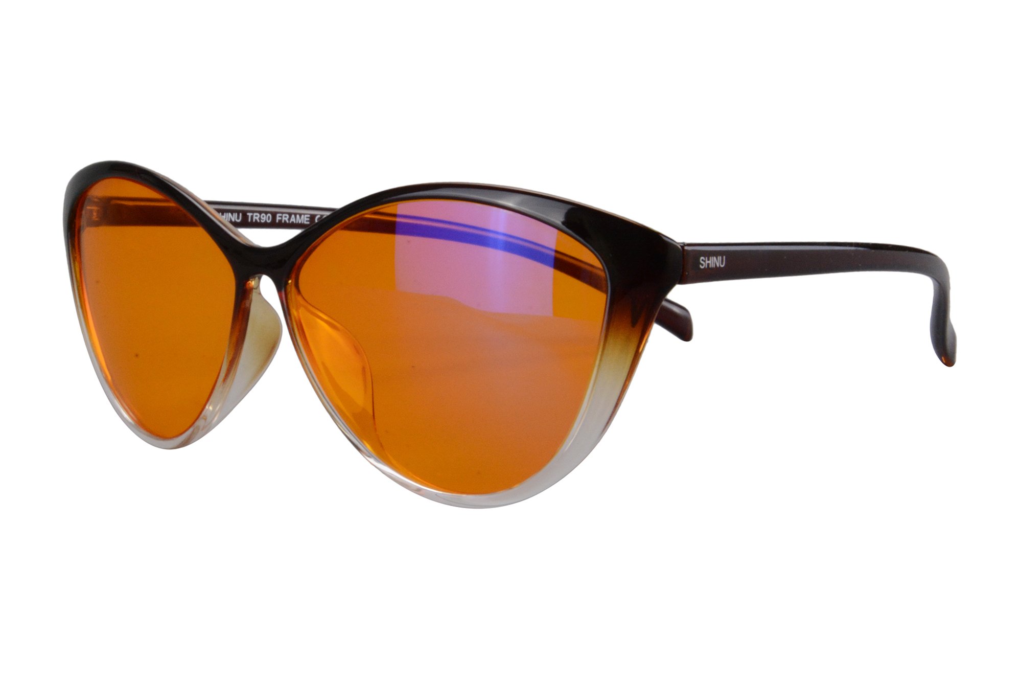 SHINU Layies Cateye Blue Light Blocking Computer Glasses Night Driving Glasses-5865(C4,orange lens)