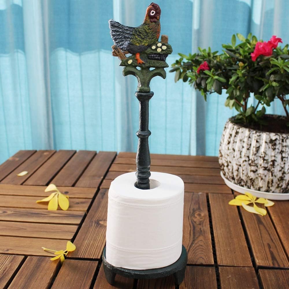 Vintage Industrial Animal Toilet Paper Roll Holder Stand Country Cast Iron Household Toilet Paper Dispenser - Home Hotel Office Shop Restaurant Table Decoration (Pattern : Chicken)