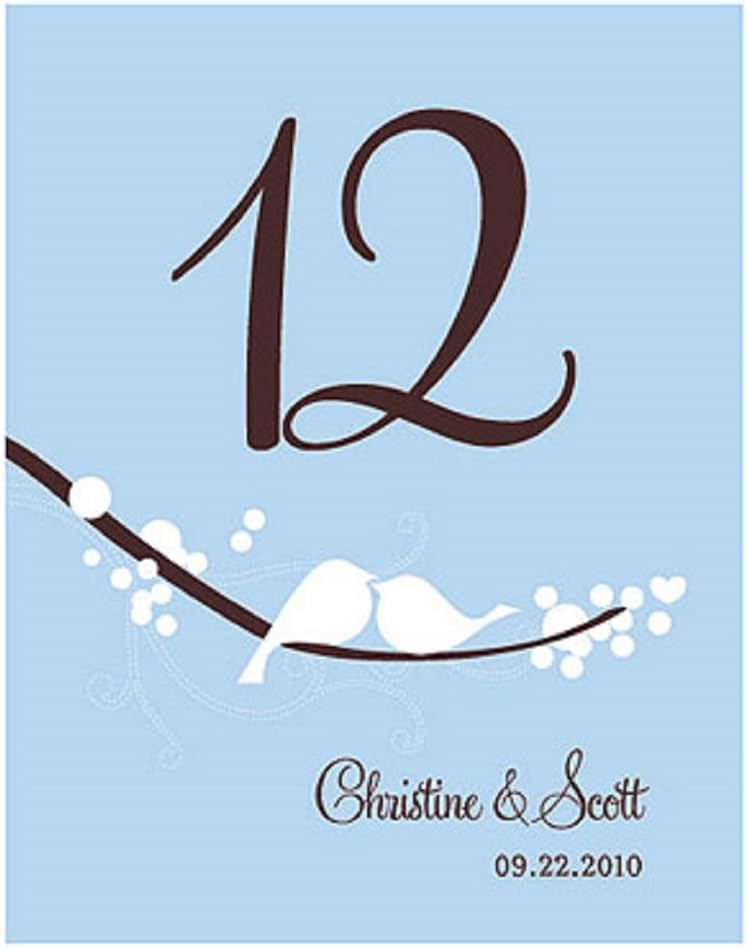 Love Bird Table Number - Numbers 1-12 - Winter