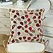 CaliTime Fall Throw Pillow Covers Luxury Chenille Cute Leaves Decorative Cushion Case Shell for Couch Sofa Home 18 X 18 Inches Ecru Red