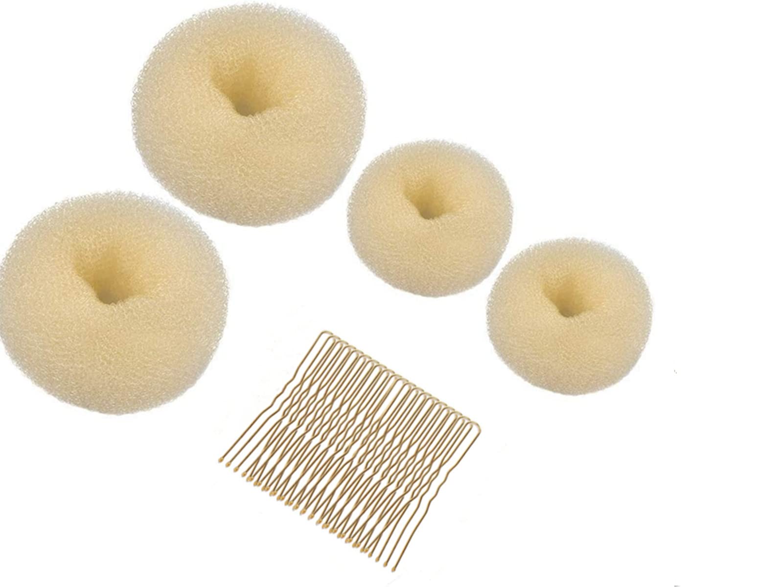 Hair Bun Maker Set,Chignon Bun Maker Hair Ring Style Accessories for Dancer Ballet Girls (A-Beige)