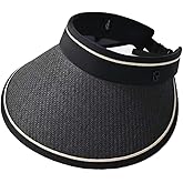 COTIM COYIN Women's Wide Brim Straw Sun Visor with UPF 50+ UV Protection, Beach Visor Sun Hat, Women's Outdoor Sun Protection