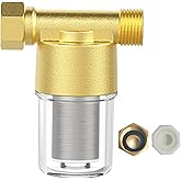FA20 Brass Sediment Filter, Reusable Washer Water Filters, Traps Sand, Rust, 40 Micron Inline Water Filters for Washing Machines, Shower, Well