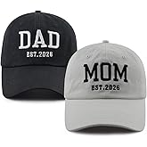 GzacDeope 2PCS Dad and Mom EST 2026 Hats for Men Women, Funny Adjustable Cotton Embroidered New Parents Gifts Baseball Cap