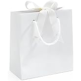SHYRABBIT 10pcs White Gift Bags with Handles,7.9x3.1x9.1Inch Paper Bags,White gift bags with Bow,Christmas Gift Bags, shopping Paper bags