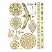 ALLYDREW Large Metallic Gold Silver and Black Body Art Temporary Tattoos, Circle Motifs, Hieroglyphs_1