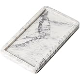 Cork & Mill Marble Tray for Bathroom Countertop, Kitchen Counter, or Catchall - 8 3/4" x 5" Small Rectangular Vanity Tray for Skincare or Perfume - Handcrafted Natural White Marble Stone Organizer