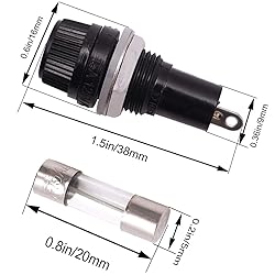Tnisesm 8 Pcs Panel Mounted 5x20mm Screw Cap Fuse