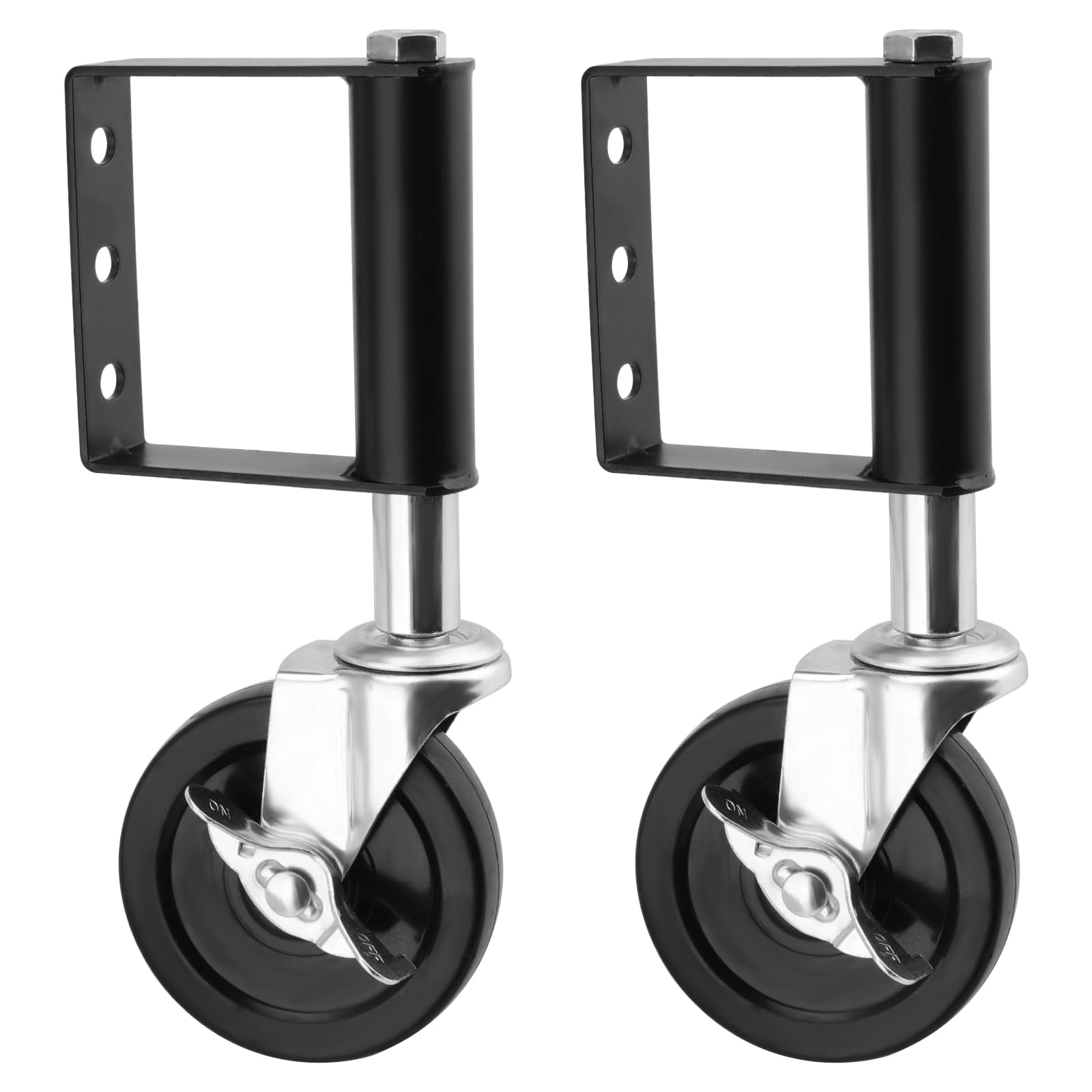 MUKCHAP 2 Pack 4 Inch Spring Loaded Gate Support Caster Wheels - 100kg/ 220lbs Load Capacity Rubber Wheels for Wooden Gates