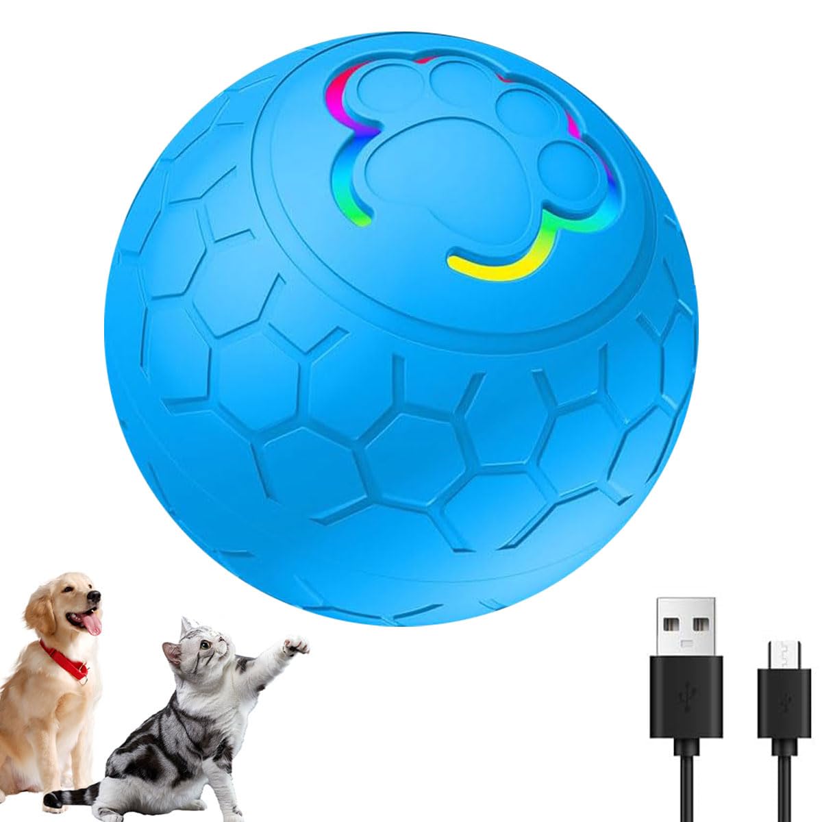 mtlsttbd Interactive Dog Toys Dog Ball, 2024 New Upgraded Active Moving Pet Dog Balls Toy, Washable Durable Electronic DogToy Rechargeable Automatic Rolling Ball Toys for All Cats Dogs (blue)