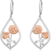 Cargari Flower Dangle Drop Earrings for Women Sterling Silver Sunflower/Daisy/Orchid/Rose Earrings Floral Jewelry Gifts