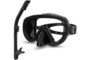 Bairuifu 2024 Version Professional Snorkeling Gear for Adults, Dry Snorkel Set, Anti-Fog/Panoramic View/Anti-Leak Tempered Glass Scuba Diving Mask, Professional Snorkel Mask