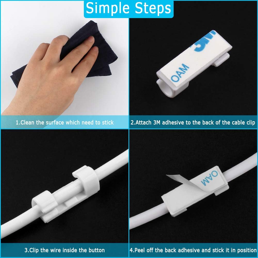 Clips Para Cable De Usb Tv Oficina Y Coche Cargador Blanco Chudian 80pcs Clips De Cables Adhesiva Abrazadera Cable Sujeta Cables Pared Soporte Cables Escritorio Sujeta Cables Adhesivo En Hogar Bricolaje Y