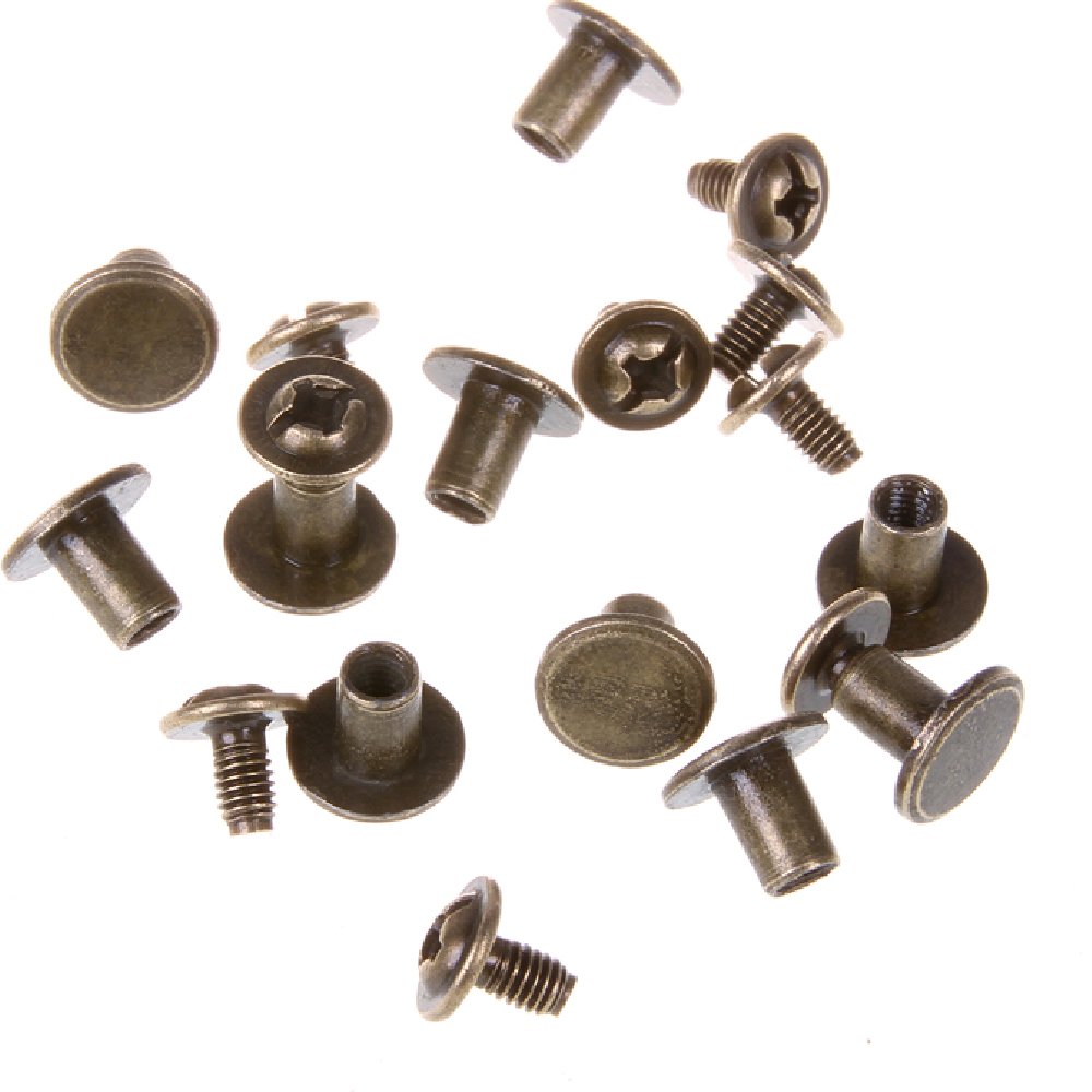 RUBYCA Round Flat Studs and Spikes Metal ScrewBack For Leathercraft Punk DIY - Bronze, 8mm x 7mm, 500 PCS By eART — image 1