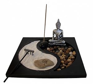 Feng Shui Import Desktop Zen Garden with Thai Buddha Statue
