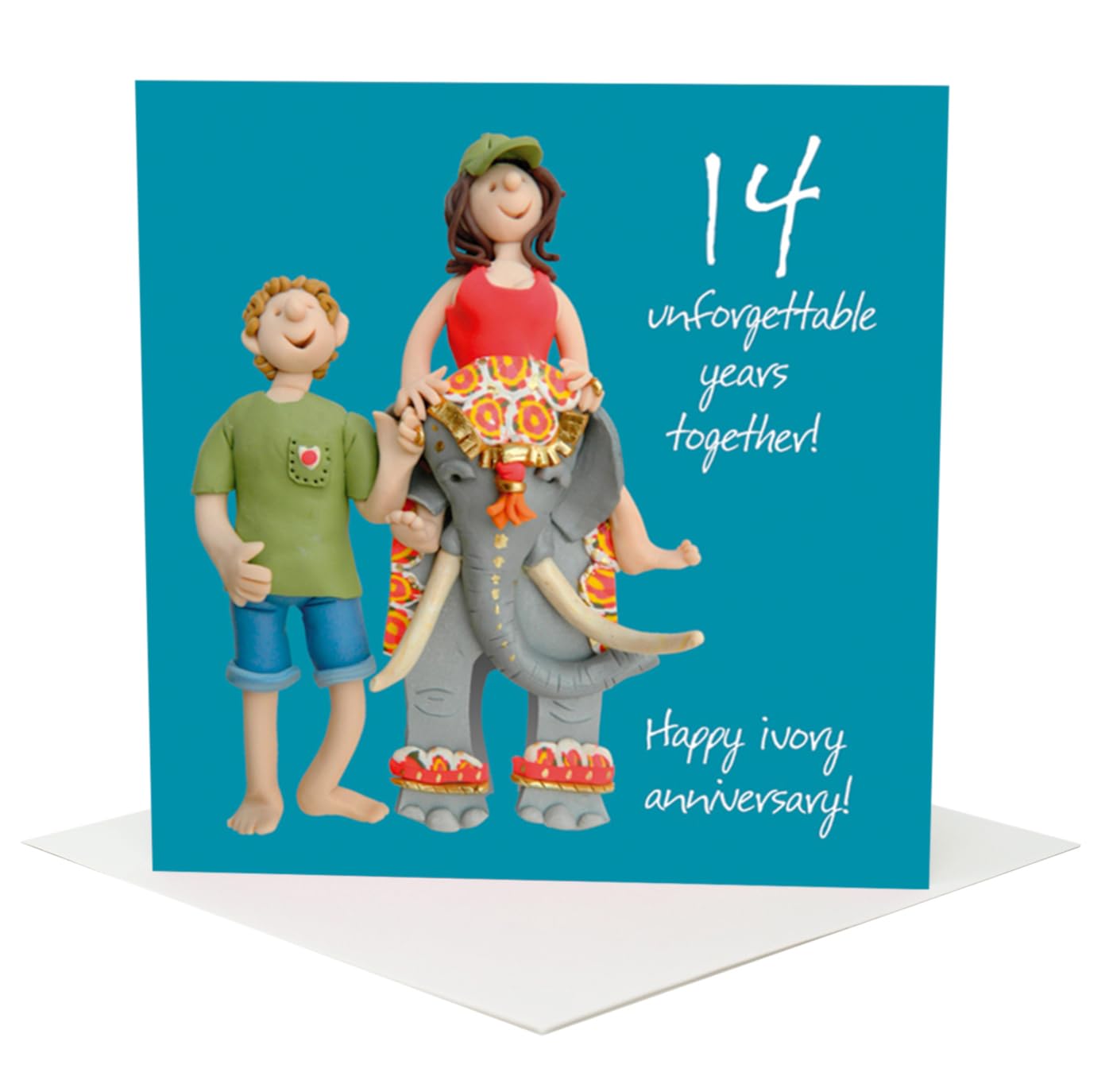 Holy Mackerel 14th wedding anniversary card (ivory) - designed by Erica Sturla - 15cm square and blank inside for your message