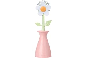 Vigar Florganic Daisy-Shaped Dish Brush with Vase Dish Brush Holder, Dish Brush with Handle, for Pot Scrubber, Kitchen Dishes, and Sink Cleaning, Pink