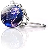 JWPavilion Zodiac 12 Constellations Charm Luminous Crystal Ball Pendant Key chain