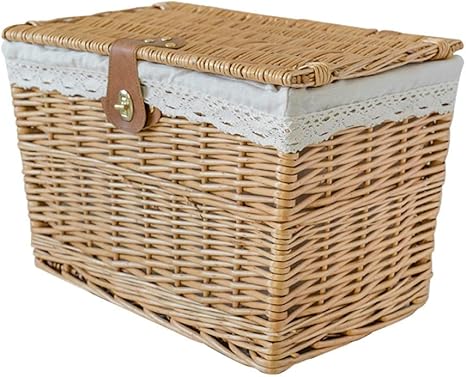 Modenny - Caja de Almacenamiento con Tapa de ratán con cajón para