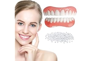 HACKERDOM 2 PCS Veneers Dentures Socket for Women and Men,Veneers for Temporary Tooth Repair Upper and Lower Jaw, Protect Your Teeth and Regain Confident Smile, Bright White-1-1