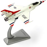 NUOTIE 1/100 F-16C Thunderbird Fighter Model White | Metal DieCast Aircraft Jet Fighter Plane Model Military Airplane for Collection and Gift