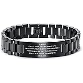 MEALGUET Stocking Stuffers for Son : Stainless Steel Courage Inspirational Message Engraved Bracelets Gifts for Birthday Christmas from Mom Dad, Gift Idea to Son,Customizable