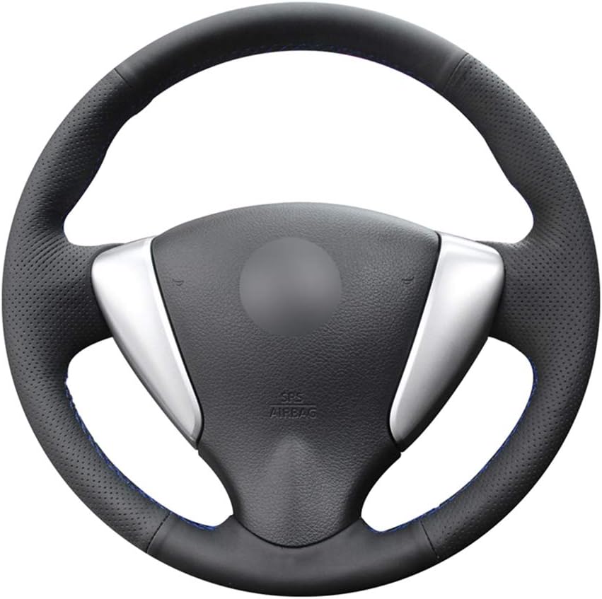 HZHAOWEI Hand-stitched Black PU Artificial Leather Car Steering Wheel Cover,for Nissan Tiida Sylphy 2012-2015 Versa 2015-2019 Versa Note