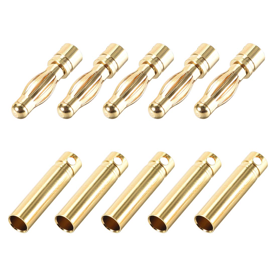 sourcing map 4mm Male and Female Banana Speaker Plug Cable Connectors Gold Tone Jack Connector 5 Pairs