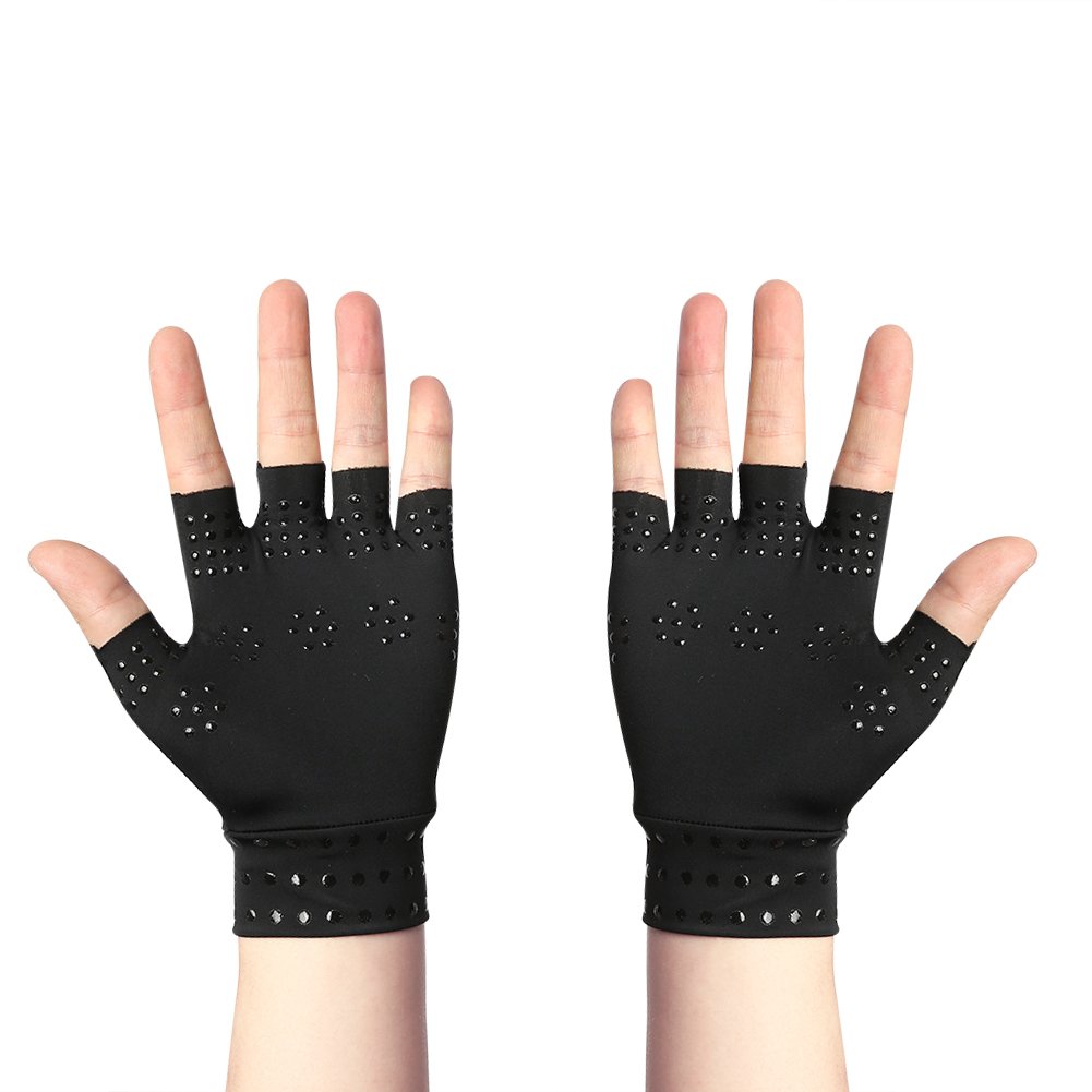 Arthritis Gloves, Osteoarthritis Gloves, Anti-Arthritis Gloves with Magnets, Rheumatoid Hand Pain Health Compression Therapy, Relieve Pain and Promote Healing, for Women & Men (Black)