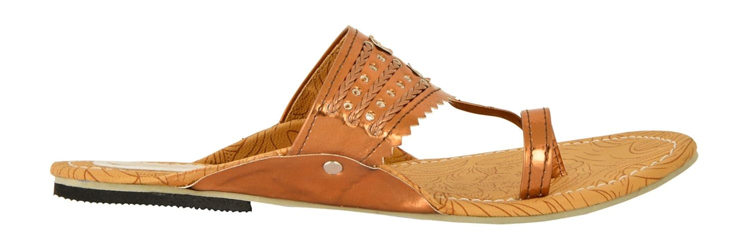 women's copper colore kolhapuri slipper