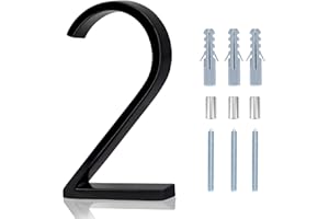REAVOR Floating House Numbers - 5 Inch Modern Address House Numbers With Nail Kit And Instructions Easy To Install High Gloss Black Number 2