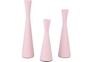Vixdonos Taper Candle Holders Metal Candlestick Holders Set of 3 Table Mantel Decorative Candle Stand for Dinning,Party，Wedding,Home Decor(Pink)