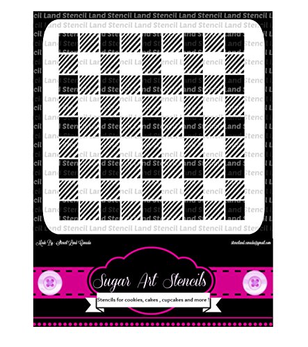 Cookie stencil buffalo small plaid lumberjack style cupcake designs for air brush - Royal icing