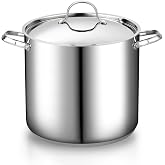 Cooks Standard 20 Quart Commercial Grade Stock Pot - Stainless Steel Pot | Jumbo Deep Cooking Pot with Lid, Heavy Duty Large Cookware for Batch Cooking, Broth, Lobster Boils, and Catering