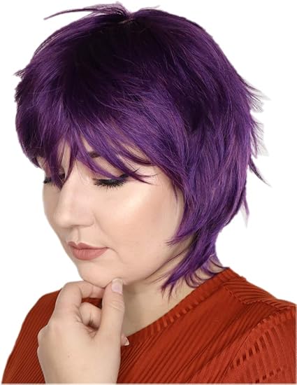 Prettyland Dark Purple Wig Short Pixie Fringed Wild Cut Frisur